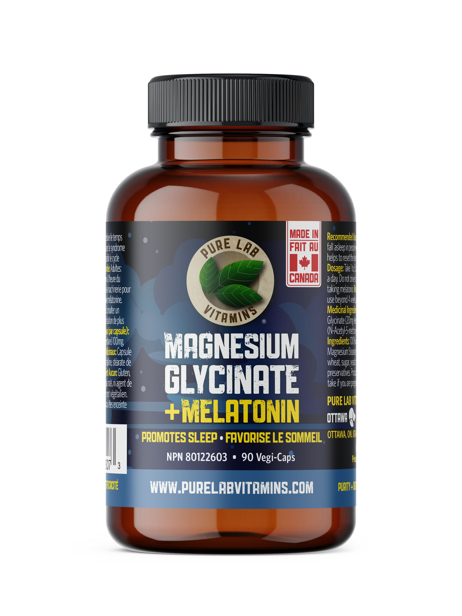 Magnesium Glycinate plus Melatonin Natural Health Product for Sleep